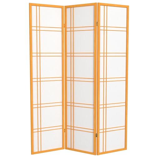 Red Lantern 6 ft. Tall Double Cross Shoji Screen - Honey - 3 Panels