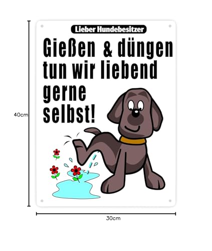 Gießen und düngen - Kein Hundeklo Schild in weiß als lustiges Geschenk für Gartenbesitzer die gegen Hundehinterlassenschaften auf dem Grundstück vorgehen wollen