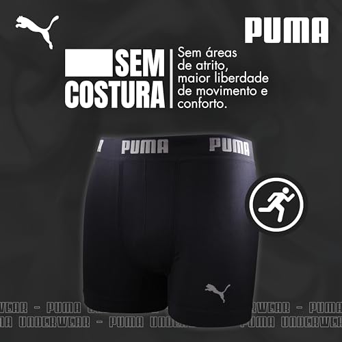 PUMA Cueca Boxer Performance Cós 40MM Microfibra Sem Costura Masculino Adulto, Preta, G
