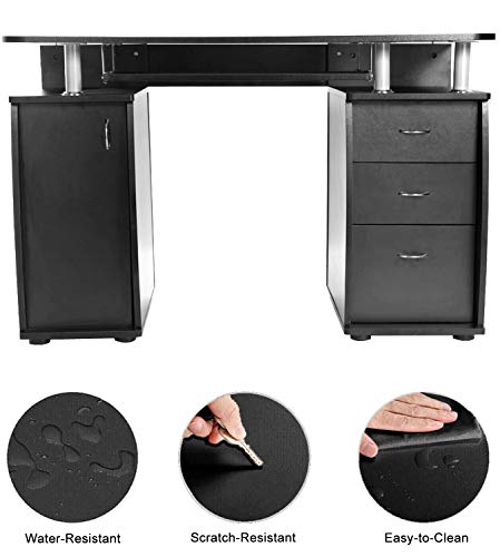 Kiwifruit Office Desk Computer Table Study Writing Desk Workstation Sturdy MDF Board w/Storage for Home Office 45 inch W x 22 inch D x 29 inch H, Black