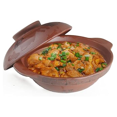 Red Zisha Shallow Pan Casserole Pot Yixing Clay Bowl 30oz for Cooking Dolsot Bibimbap Soup Exclusive Cover