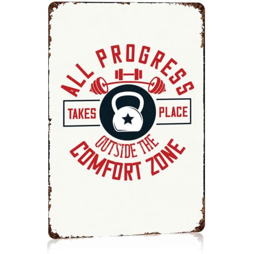 All Progress Outside Comfort Zone Fitness Metal Sign 8 x 12 Inch