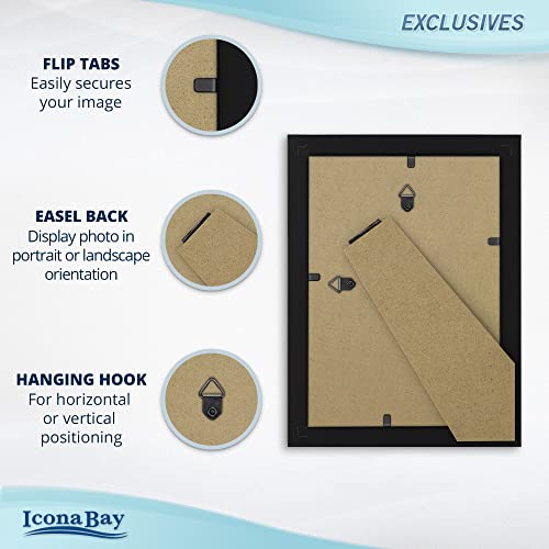 Icona Bay 5X7 Black Picture Frame, Sturdy Wood Composite Photo Frame 5 X 7, Sleek Design, Table Top Or Wall Mount, Exclusives Collection #TOP3