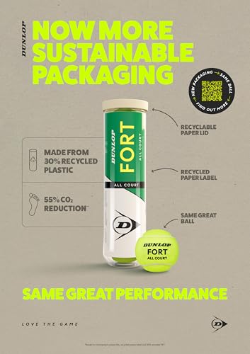 DUNLOP Tennisball Fort All Court TS - für Sand, Hartplatz und Rasen (4 Bälle)