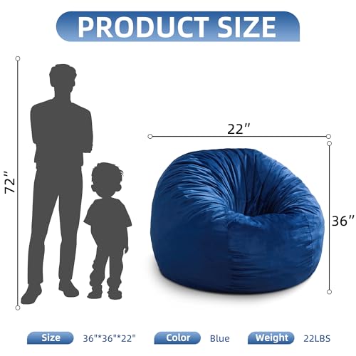 Hobestluk 3FT Bean Bag Chair Giant Bean Bag Chairs for Adults Large Bean Chairs with Removable Cover, Beanbag Chair with Filler, Adult Bean Bag Chairs for Living Room, Bedroom
