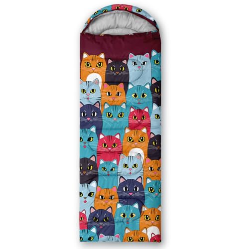 Axolotl Bolsa de Dormir para Niños y Jóvenes Tema Gato Colorido 3 Estaciones, Impermeable y Ligera para Camping y Viajes miniatura 7