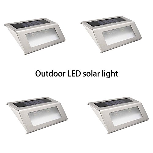 Preisvergleich Produktbild Groten 4Pcs 2W LED Solarleuchte Wandleuchte Solarlampe Treppenbeleuchtung Wegeleuchte Edelstahl Wetterfest für Garten Außen Terrasse Hof