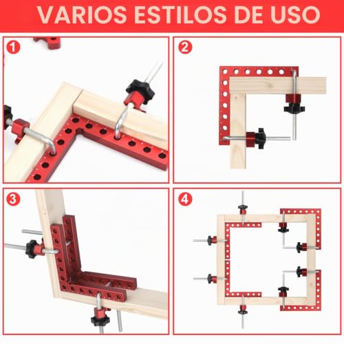 Miniatura 6 de Abrazaderas En Ángulo De 90 Grados - 140mm 5,5 Sargentos Carpintero Ángulo Recto Tipo L Con 8 Abrazaderas, Cuadrados De Posicionamiento De Aluminio, Sargento Escuadra Para Carpintería 4 Piezas
