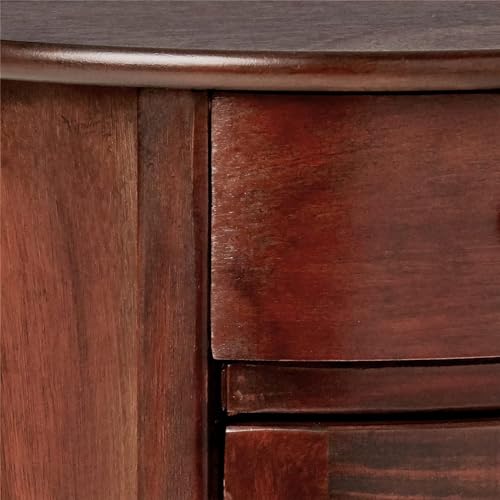 Decor Therapy Keaton Traditional Round Side Storage End Table, 26" x 17.75", Vintage Cherry