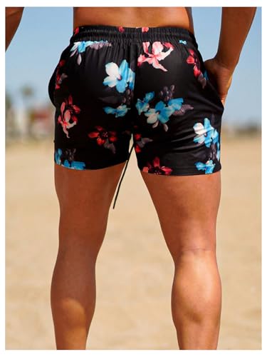 SOLY HUX Men's Floral Print Swim Trunks Drawstring Waist Quick Dry Board Shorts with Pockets2