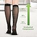 Sheer Compression Stockings for Women - Knee High 15-20 mmHg Support Hose Compression Socks for Improving Circulation, Leg Fatigue and Swelling, Black, X-Large