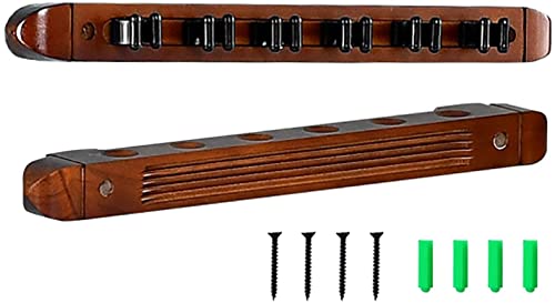 Support mural pour queues de billard en bois d'acajou avec 6 clips