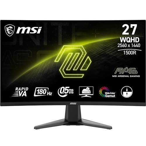 Msi Mag 27c6f Monitor Curvo Gaming Fhd De 27 , 1500r 1920 X 1080 Panel Va Rápido, 180 Hz 0,5 Ms Gtg, Mín. , Sincronización Adaptativa, Dp 1.2a, Hdmi Cec Msi Mag 27c6f Monitor Curvo Gaming Fhd De 27 , 1500r 1920 X 1080 Panel Va Rápido, 180 Hz 0,5 Ms Gtg, Mín. , Sincronización Adaptativa, Dp 1.2a, Hdmi Cec