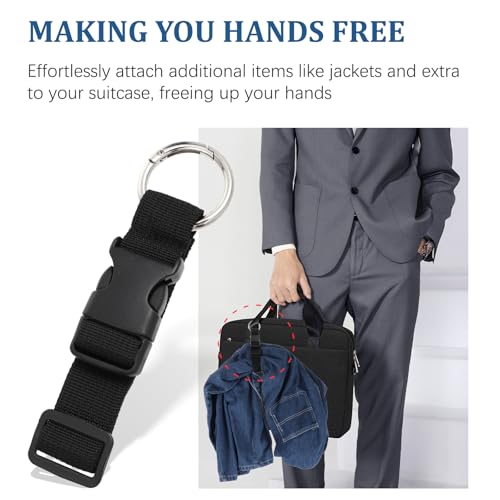 Image of 4Pcs Add a Bag Luggage Strap Adjustable Travel Belt for Luggage Heavy Duty Luggage Belt Strap for Connecting Your Luggage Jacket, Make Your Hands Free(Black)