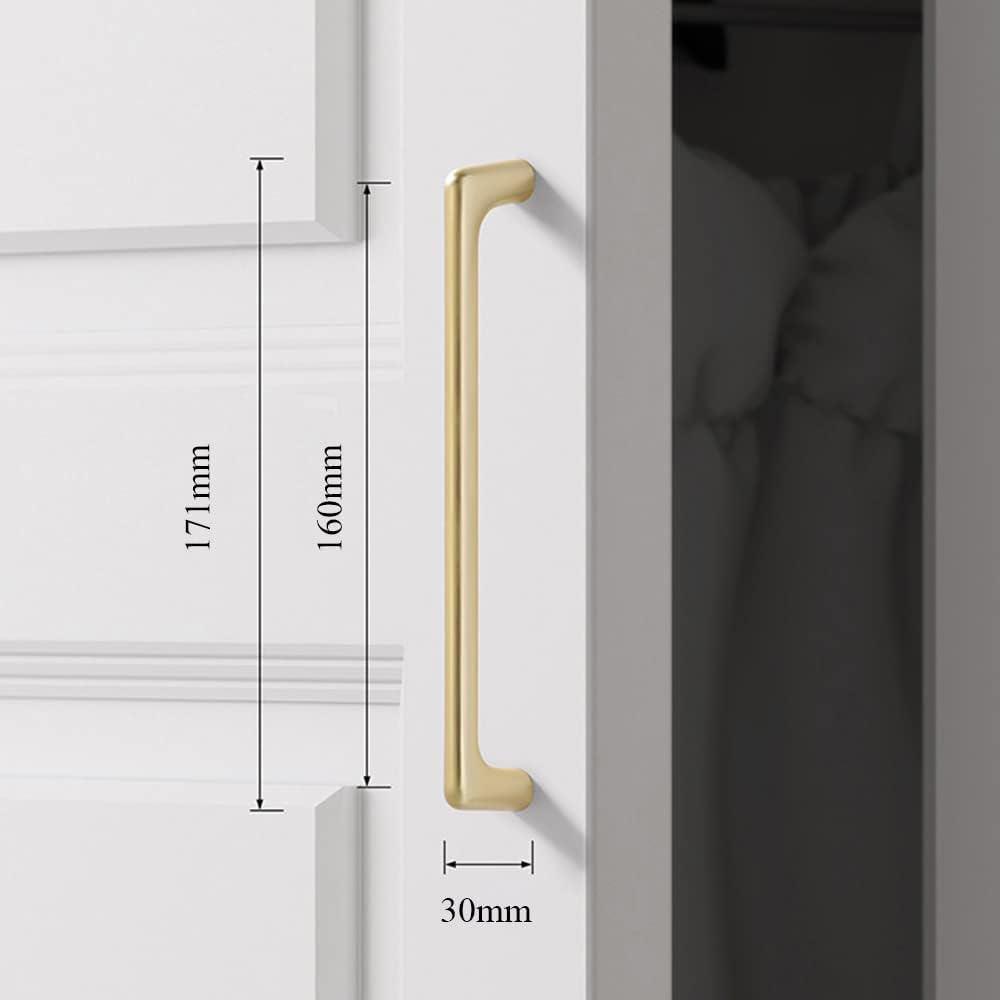 Myxekllo 4 Pack Gold Cabinet Drawer Pulls, Brushed Gold Pulls Handles for Dresser Drawers Bathroom Cabinet Hardware-160mm