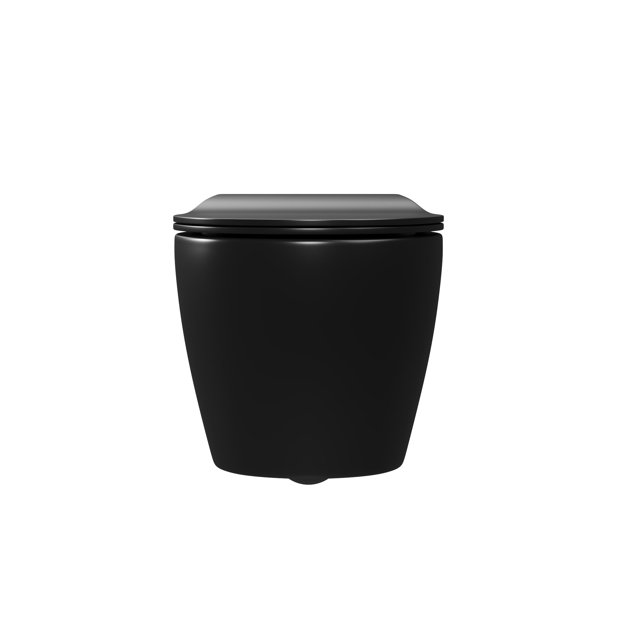 Set de inodoro de pared negro, sin bordes, con dispositivo de descenso automático, asiento silencioso, cerámica lisa, 51,5 cm en forma de D para baño de invitados