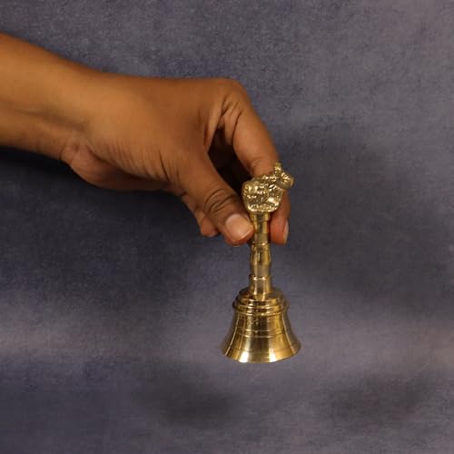 Image of Spillbox Traditional Brass Bell /Ghanti for Pooja /Worship for Temple Home - 4 inch inch Nandi