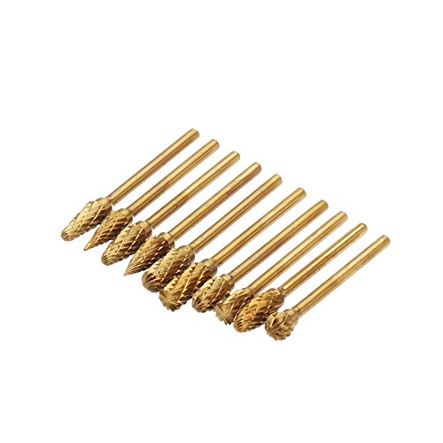 10 brocas de carburo de tungsteno con revestimiento de titanio, 1/8 pulgadas