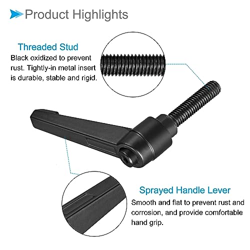 Image of Clamping Lever Handles, M8 x 32mm Male Thread, Adjustable Quick Release Locking Rotating Bolt Knobs Black - (Applications: for Lathe Machinery), 5-Pieces