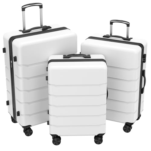 Image of NEWBULIG 3 Piece Luggage Set, Expandable Suitcase with Spinner Wheels | ABS Hard Shell, Lightweight, Travel Suitcases, TSA Lock, Rolling, Business Trips and Vacations, 20 /24 /28 Inch, Black