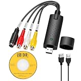 Apcodino Convertisseur VHS vers Numérique USB 2.0 Adaptateur Capture Vidéo Audio Analogique pour PC Numérisation Magnétoscope DVD Lecteur Logiciel Inclus Compatible Windows Plug & Play