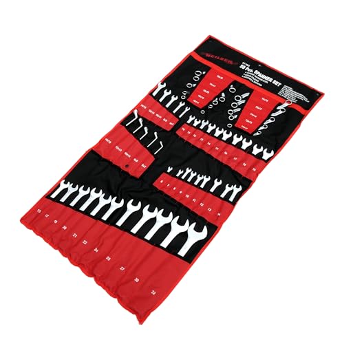 Neilsen CT3803 50pc Mixed Spanner Set - Sizes: 6-32mm | Combination, Open, End, Ring, Stubby, C Type, S Type | Chrome Vanadium | Supplied with Wall Drop Wallet
