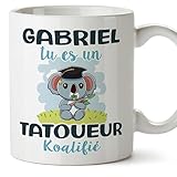 Mugffins Tasses Personnalisables pour TATOUEUR homme - En Français - Cadeau Personalisé- Koalifies Personalisés - 11 oz / 330 ml