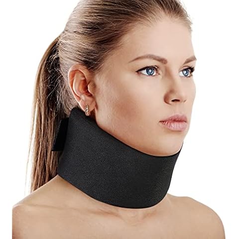 Soft Foam Neck Brace Universal Cervical Collar, Adjustable Neck Support Brace for Sleeping - Relieves Neck Pain and Spine Pressure, Neck Collar After Whiplash or Injury(Black 2.5" Depth Collar, M) Cover