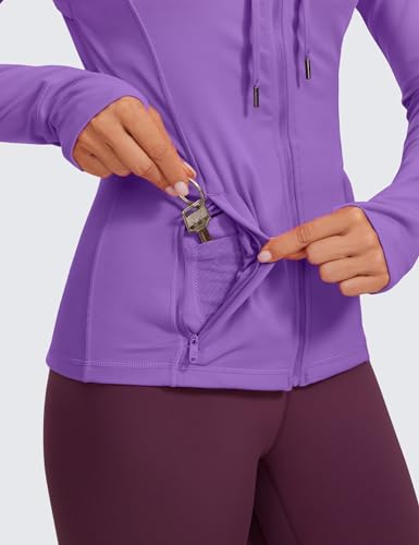 Image of CRZ YOGA Butterluxe Hoodie Jackets Hip Length | Extremely Soft, Athletic, Slim Fit, Full Zip, Back Mesh Vent, Side Zip Pockets, Thumb Holes, for Women