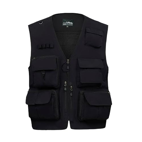LBL Men's Fishing Vest Outdoor Work Safari Travel Vest Multi Pockets Waistcoat Camping Hunting Photography Outerwear Gilet MG8898 Black XXL