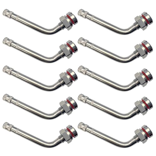 TR545D Truck Tire Valve Stems (Pack of 10), Brass 60 Degree Bend Valve Stems...