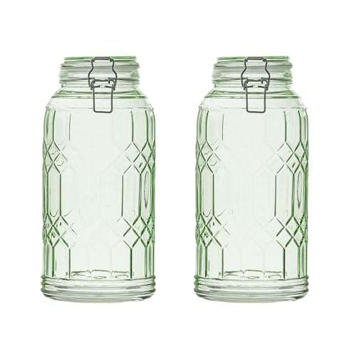 10 Strawberry Street Bleeker Glass Canister, Sage Green, Large, Set of 2