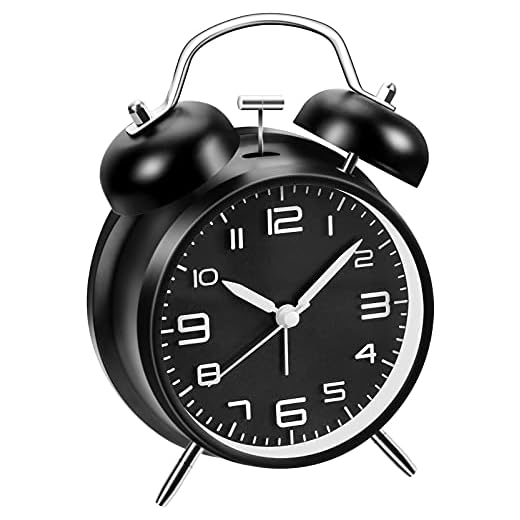 Loud Alarm Clock for Heavy Sleepers, 4 inches Analog Clocks with Backlight, Twin Bell Alarm Clock for Bedroom Bedside Desk Back to School