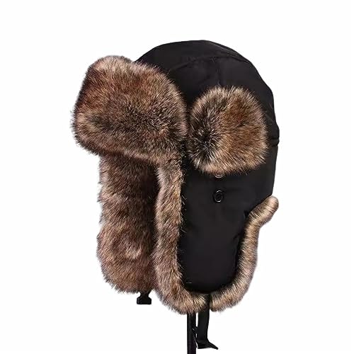 Image of Hat Men and Women Winter Skiing Cap Warm Faux Fur Hunting Trapper Hat