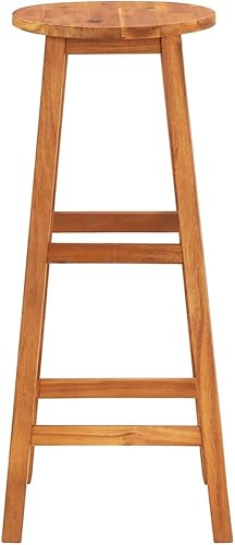 Miniatura 5 de vidaXL Juego de sillas de bar de madera de acacia maciza, muebles de madera resistentes para interiores y exteriores con cómodo reposapiés, fácil