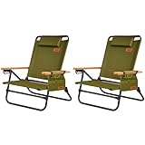 DesertFox キャンプチェア リクライニングローチェア 背もたれ角度4段階調節 アウトドアチェア 単品/セット フォールディングチェア 折りたたみ 軽量【耐荷重150kg】 コンパクト イス 椅子お釣り 登山 携帯便利 ピクニック レジャー キャンプ用 STTJ (みどり，2)