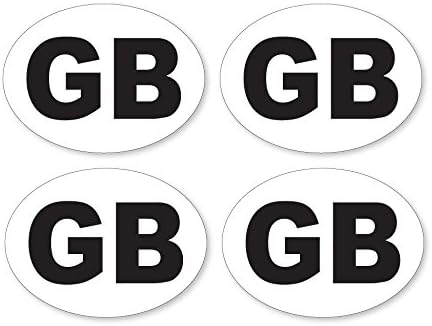Pack of 4 Small GB Britain White Oval Self Adhesive Stickers Ideal for Scooters Car Vans and Vehicles 75mm by 45mm Each
