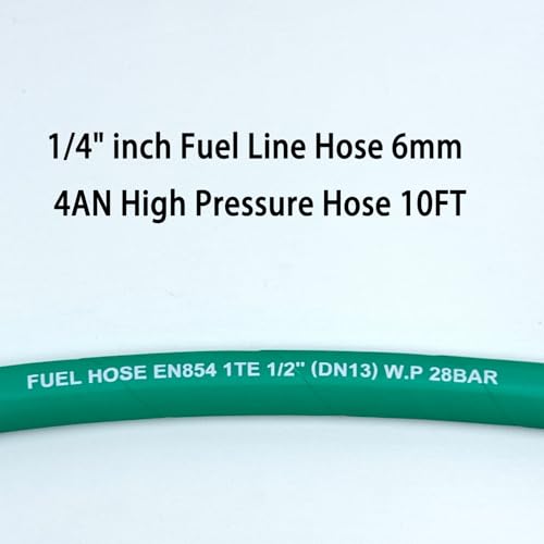 Image of Fuel Line 1 /4 inch inch,High Pressure Fuel Line Hose,10FT 4AN 6mm,Engines Fuel Systems,Marine Fuel Hose, Agricultural Machinery Fuel Line,Green,2.8Mpa 400PSI
