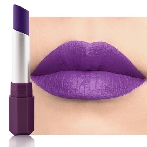 HHLTOH Grape Purple Matte Lipstick for Women - Pigmented Lip Crayon & Face Paint Stick for Everyday Halloween Birthday Party Wear Younger-Looking Lip Gloss Makeup Lpiz labial morado para mujer 11
