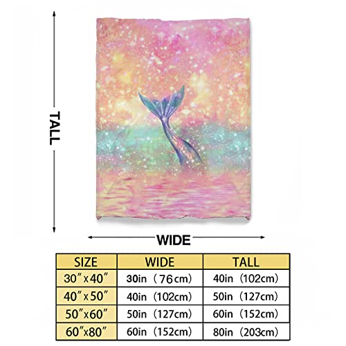 Mermaid Tail Mythical Ocean Life Flannel Fleece Throw Blankets For Chair 50"X40" Decorative Cover,Super Soft Gift Idea #TOP4