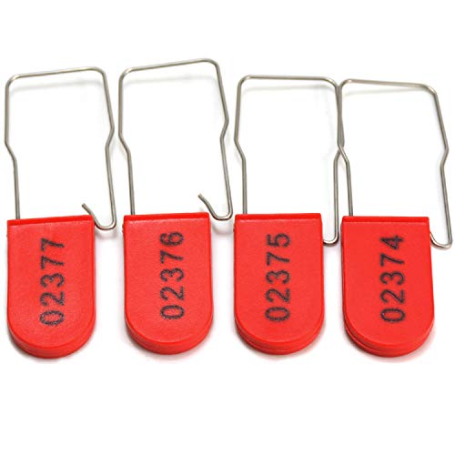 Image of Plastic Wire Padlocks Numbered Security Seal Plastic Padlock Electric Meter Seals Disposable Anti-Tamper Locks (Red, 500 PCS)
