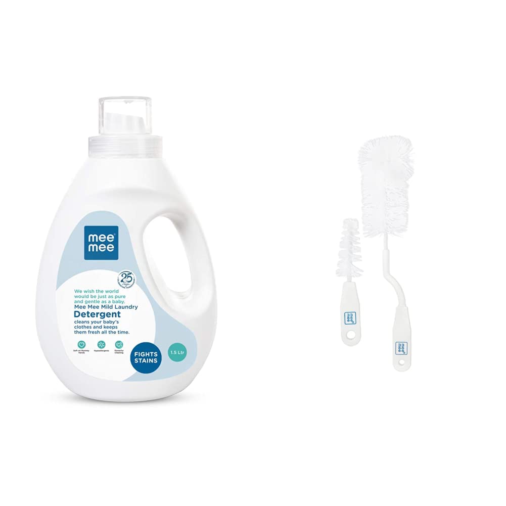 Mee Mee Mild Baby Liquid Laundry Detergent, 1.5L & Bottle and Nipple Cleaning Brush (White) Combo-image-43