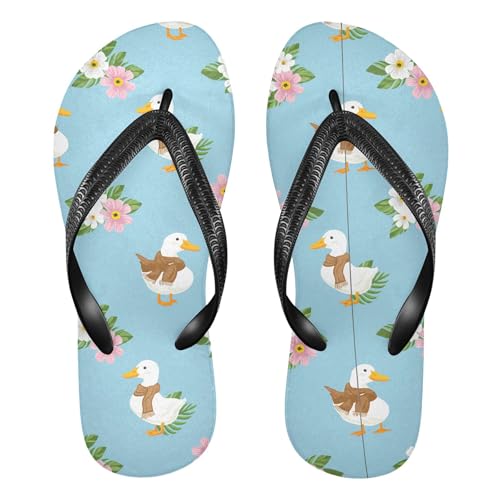 Burbuja Ducks Wearing Scarves Flip Flops for Women Men, Soft Thong Sandals Rubber Slippers for Pool Beach Essentials