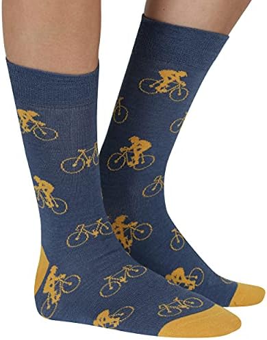 Men Bamboo Crew Socks Cycling Man 1 Pair Lg 7-11 Navy Bike Bicycle SeriouslySillySocks