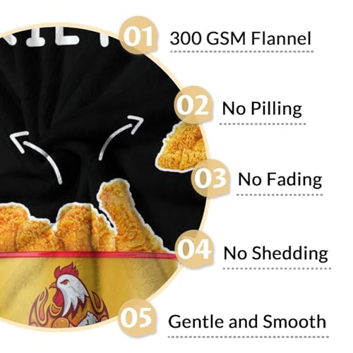 Mercuryelf Chicken Nugget Blanket - Soft, Fuzzy & Warm - 50x60 Inches Flannel Throw Blankets for Living Room, Sofa - Black Novelty Throws Gift for Teens