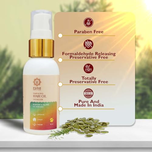 Image of Ishmi Pumpkin Seed Hair Oil 50 ml | Natural DHT Reducer for Hair Fall Control | Hair Growth & Thickening Oil for Men & Women | Scalp Nourishing Anti-Thinning Formula