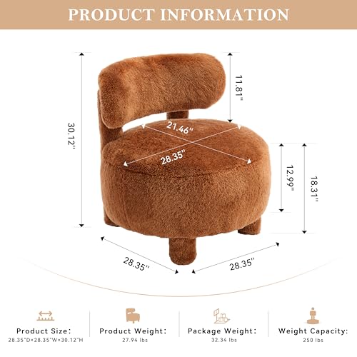 Sillón Curvo Tapizado Peluche Marrón miniatura 2