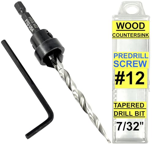 Image of FTG USA #12(7 /32 inch) Tapered Wood Countersink Drill Bit w / 1 /2 inch Collar & Case