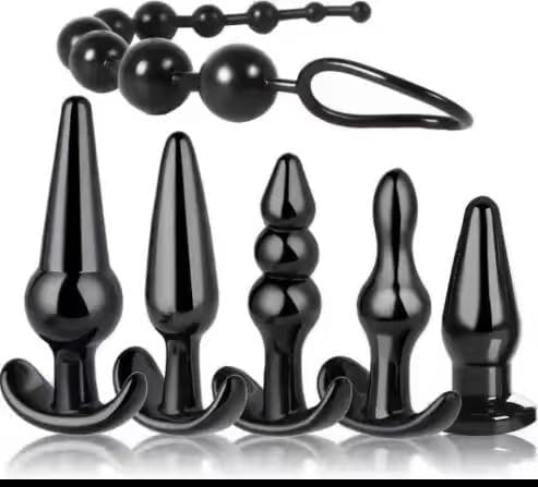 6 Pcs Silicone Hip Trainer Accessory，Multiple Bead Shapes Design with Smooth Texture，Surprise Gift（Black）