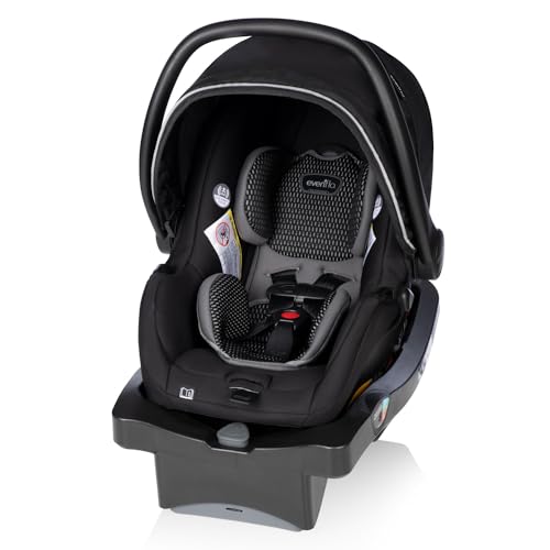 Evenflo LiteMax DLX Infant Car Seat with FreeFlow Fabric, SafeZone and Load Leg Base Black
